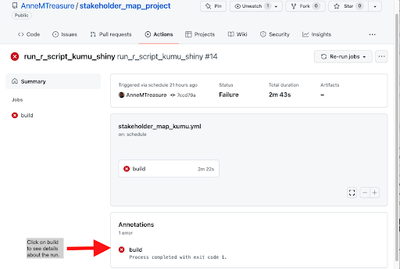 Click on build under Annotations to see details about the run.